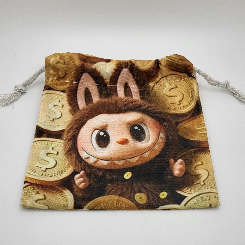 LABUBU Fabric Drawstring Pouch NEW Brown